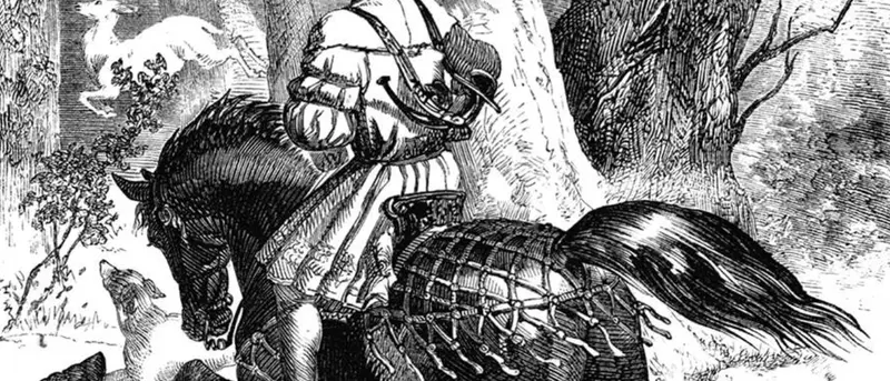 Oh, fast he rode, and fast she ran, Corbould, Edward Henry et al., 1865.