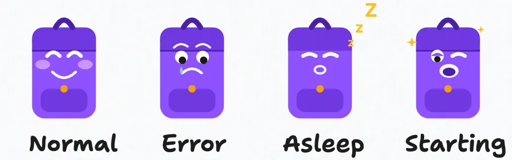 Spritesheet of different packy states