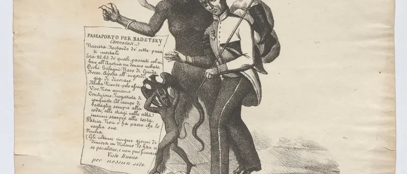 Courage, Radetzky, in my house your peers always find a separate place?(Radetzky und der Teufel, Karikatur) (1848)